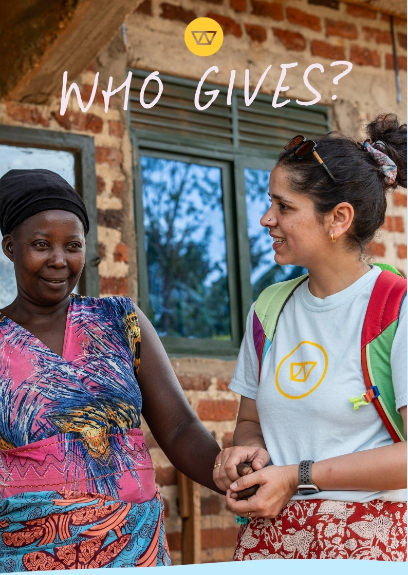 Image of Team Watsi with a patient's mother in rural Uganda, listening to their story and sharing gratitude