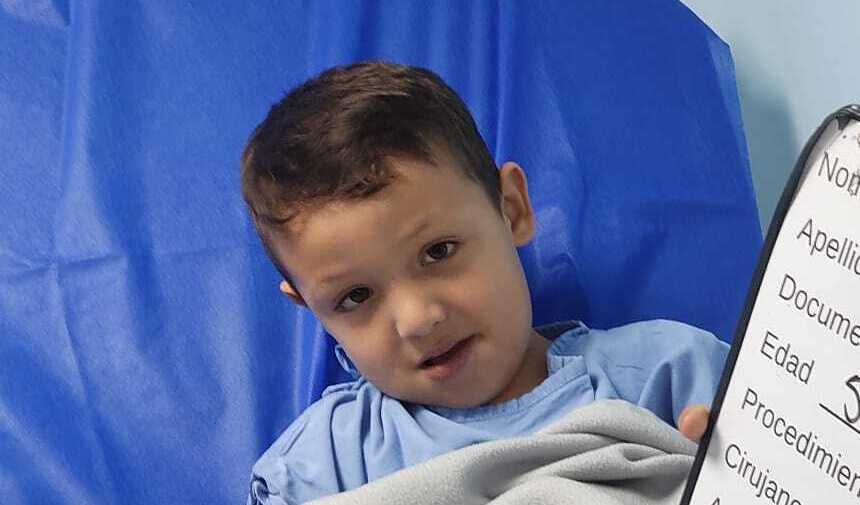 Photo of Samuel post-operation
